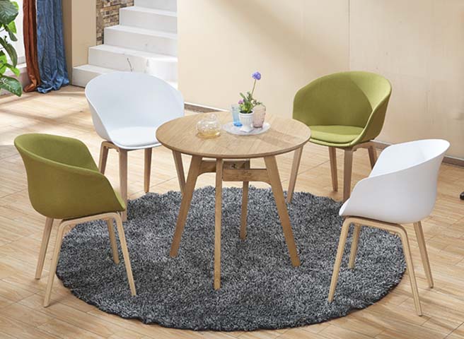 Round 4-Seater Casual Dining Table Set with Upholstered Armchairs DT-RND800-CH4-SET