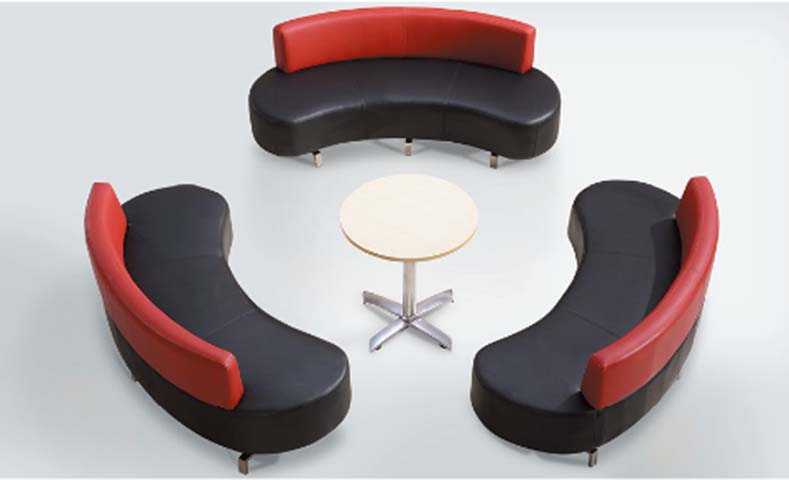 3-Piece Modular Curved Reception Lounge Seating Set with Round Coffee Table CURV-RC3-800TB