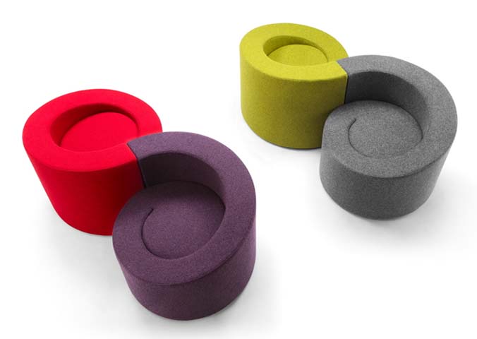 Interlocking Cylindrical Fabric Modular Lounge Seating Set MLS-CYL8-2MOD