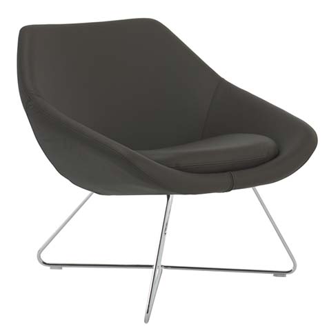 Armless Sculptural Dark Grey Upholstered Lounge Chair with Chrome Wire Sled Base LC-ASW-845CH