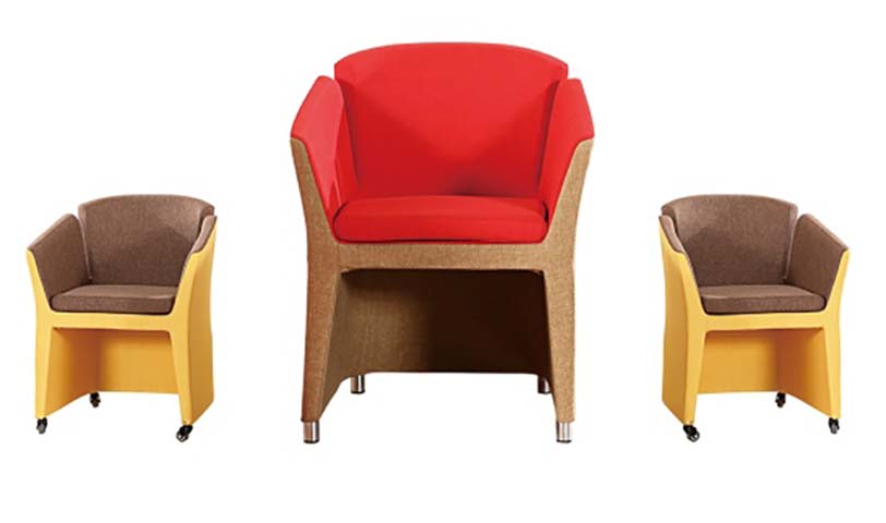 3-Piece Two-Tone Molded Frame Upholstered Reception Armchair Set RC-SET3-2CASTER-1FIXED