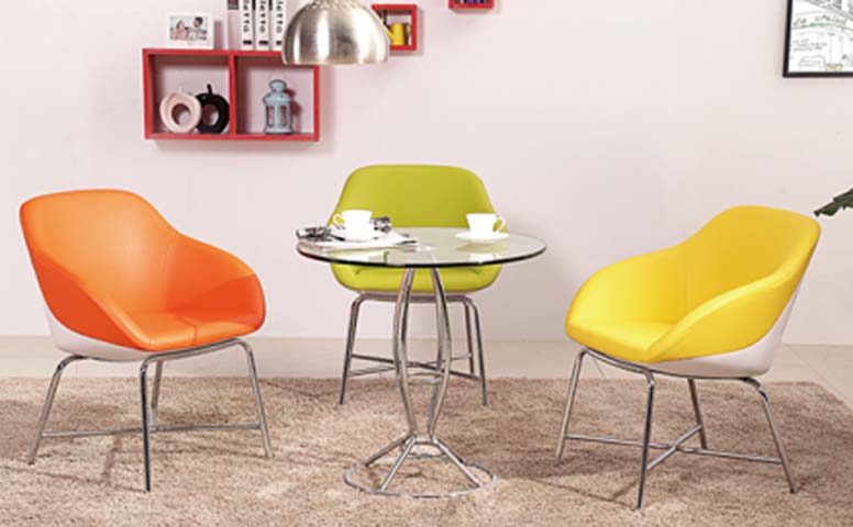 3-Piece Colorful Molded Accent Chair and Round Glass Side Table Set LGS-CHR-3PC-001