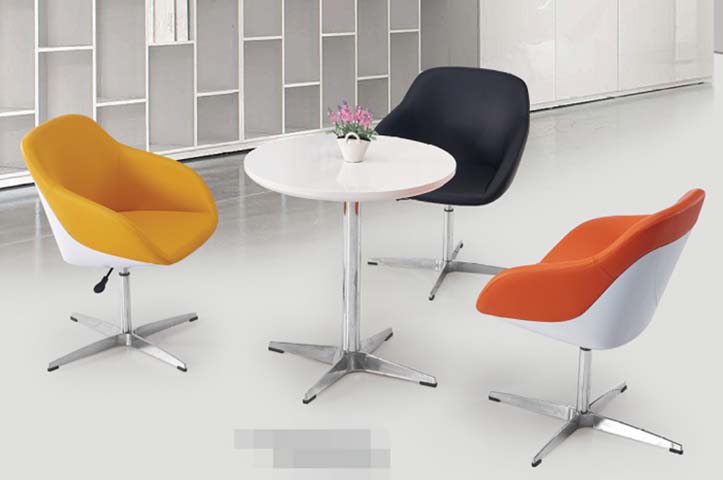 Round Reception Table Set with 3 Swivel Upholstered Lounge Chairs RCP-3CHR-001