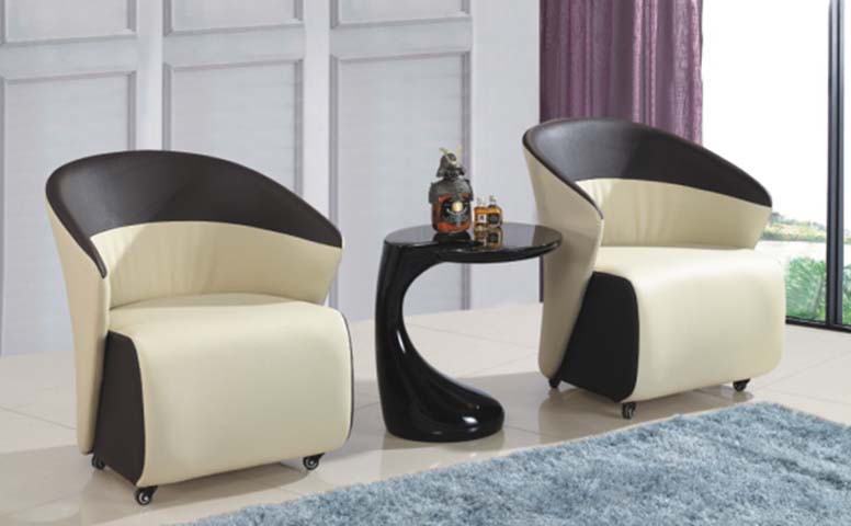 Two-Tone Upholstered Mobile Lounge Chair with Matching C-Frame Side Table Set LC-MBL-08