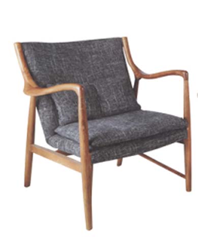 Mid-Century Upholstered Wood Frame Lounge Armchair LCH-WD-680GY
