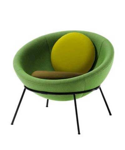 Fabric Upholstered Bowl Lounge Chair with Accent Pillows LC-BWL-001