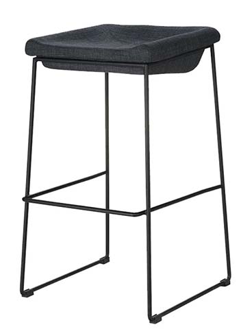 Backless Upholstered Bar Stool with Black Metal Wire Frame BS-WF-760-DG