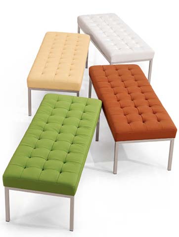 Grid Button-Tufted Backless Upholstered Waiting Bench with Brushed Metal Frame BT-WB-1800-MF