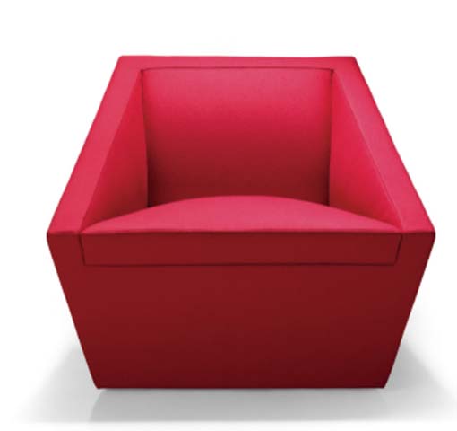 Monolithic Trapezoidal Upholstered Lounge Armchair LA-TRP-850RED
