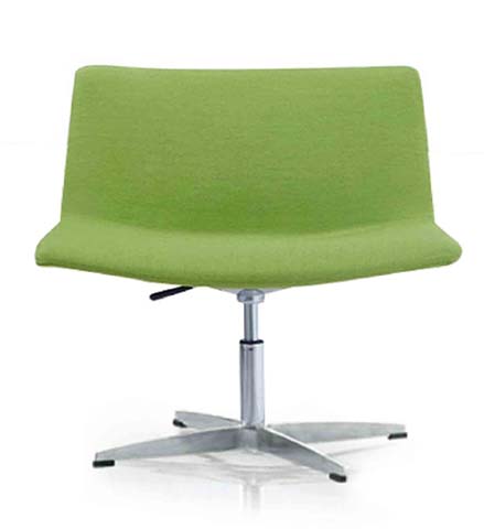 Armless Height-Adjustable Swivel Lounge Chair, Green Woven Upholstery, Polished 4-Star Base ASLC-G4-GAS-001