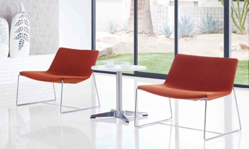 Modern Upholstered Armless Lounge Chair with Chrome Sled Base LC-SLED-ARMS-760