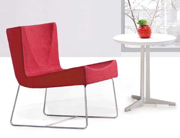 Two-Tone Red Upholstered Cantilever Sled Base Lounge Chair LC-TTR-CHR001