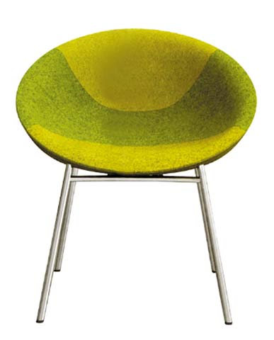 Bowl-Shaped Upholstered Lounge Chair with Sled Metal Base LC-BOWL-760-GRN