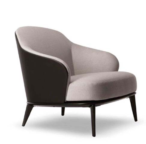Curved Upholstered Lounge Armchair with Tapered Legs LC-CURV-780