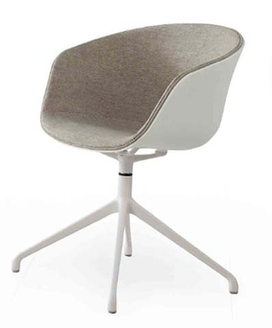 Two-Tone Wrap Shell Swivel Conference Armchair with 4-Prong White Spider Base SWC-4PRG-001