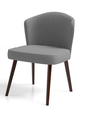 Armless Upholstered Grey Fabric Dining Side Chair with Dark Walnut Splayed Legs DC-GR-WL-001