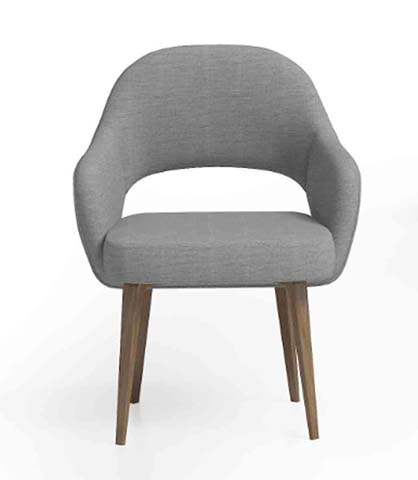 Mid-Century Modern Upholstered Open-Back Dining Armchair DC-OC-GRY-WL