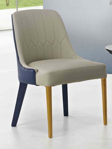 Two-Tone Channel-Quilted Armless Upholstered Dining Chair with Gold Metal Legs DC-TTQ-01