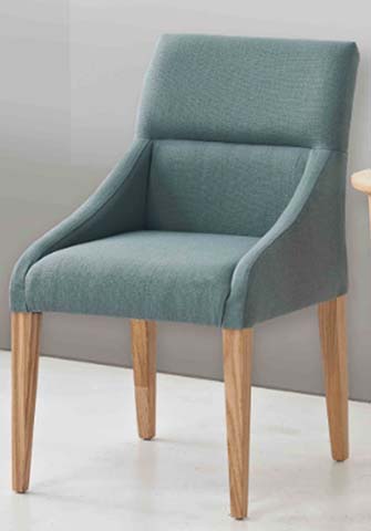 Teal Woven Fabric Upholstered Dining Armchair with Natural Tapered Wood Legs DAC-TEAL-ARM-001