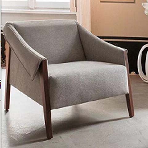 Grey Fabric Wraparound Arm Solid Wood Leg Accent Armchair AC-GW-001