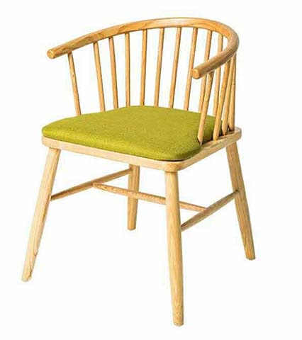 Solid Wood Spindle Back Upholstered Dining Chair with Armrests DC-WND-560L