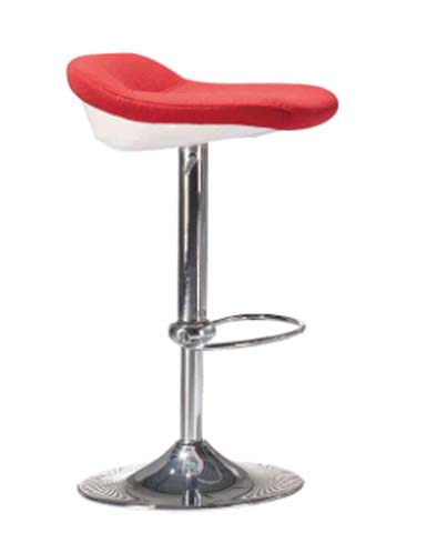 Backless Adjustable Height Gas Lift Bar Stool with Red Saddle Seat BS-ADJ-RD-CHR-001