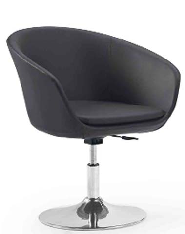Black Upholstered Height-Adjustable Swivel Tub Armchair with Chrome Disc Base ADJ-TUB-001