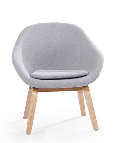 Light Gray Woven Fabric Bucket Lounge Armchair with Splayed Solid Wood Legs LAC-BUK-GRY-001