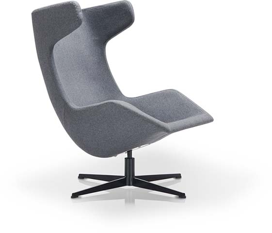 Armless High-Back Winged Swivel Lounge Chair LGE-SW-ARMHB-4S-GR01