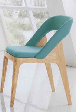Teal Upholstered Light Oak Wood Frame Dining Chair with Open Cutout Backrest DC-OAK-TEAL-CUTOUT-01