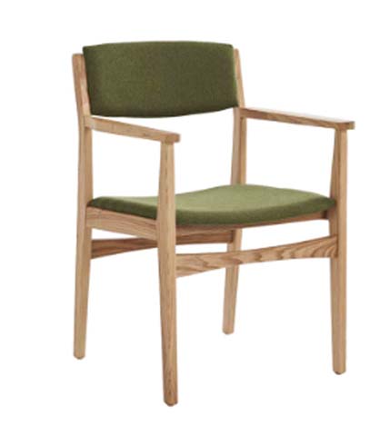 Olive Green Woven Fabric Upholstered Light Solid Wood Frame Dining Armchair DCH-OLV-WD-ARM-001