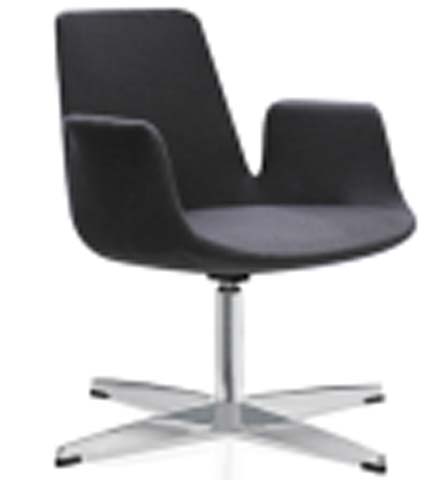 Modern Swivel Upholstered Lounge Chair with 4-Star Chrome Base LC-SW-4S001