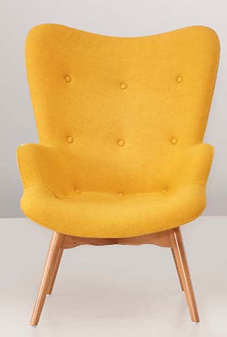 Mustard Yellow Button-Tufted Wingback Accent Lounge Chair with Splayed Wood Legs LAC-WBT-M074