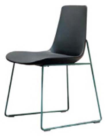 Armless Molded Polypropylene Dining Chair with Dark Green Sled Wire Base DC-PP-SLD-460