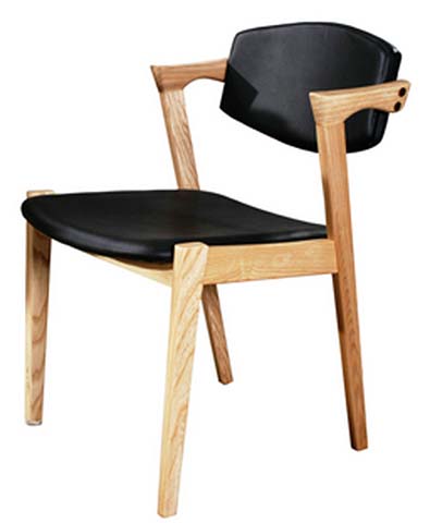 Solid Wood Frame Black Upholstered Curved Back Dining Armchair DIN-ARM-OAK-BLK-001