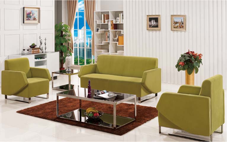 3-Piece Lime Green Fabric Lounge Seating Set with Chrome Sled Bases LS-LG2A-CHR-SLED-01