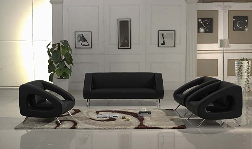 4-Piece Black Faux Leather Commercial Office Reception Seating Set RCV-4PC-BLK-HOLLOWARM