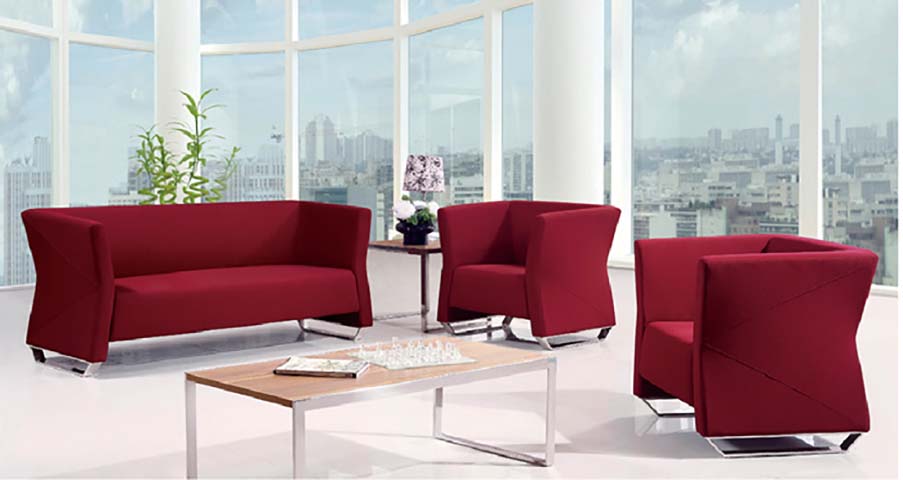 Crimson Fabric Office Reception Seating Set with Coffee Table and Side Table REC-SET-CHR-SLD-0311