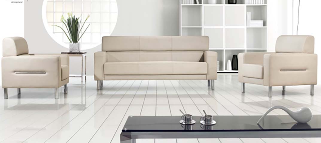 Beige PU Leather Office Reception Seating Set (3-Seater Sofa + 2 Single Armchairs) OFS-PU-BG-311-CR