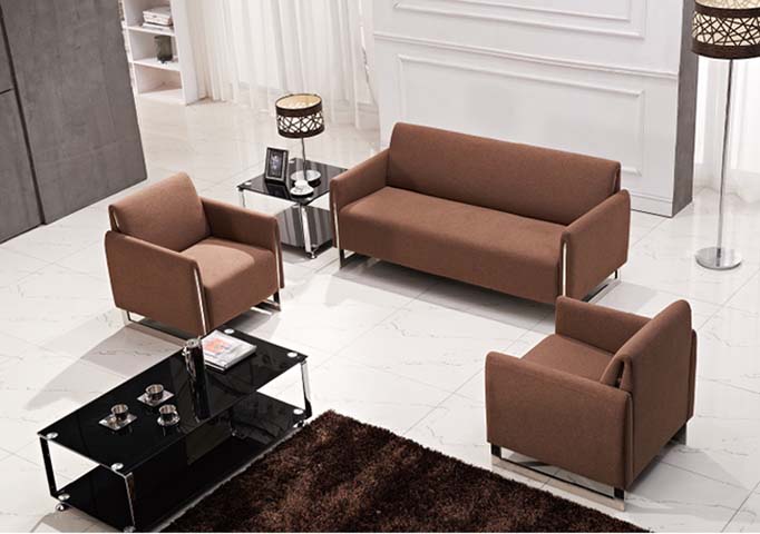 3-Piece Brown Fabric Office Reception Sofa Set RCP-SOF-3PC-BR01