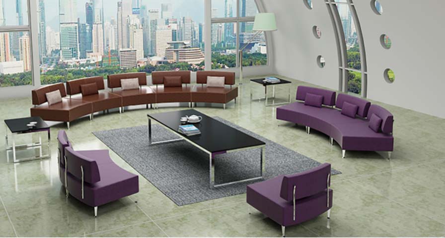 Modular Curved Commercial Reception Lounge Seating Set with Matching Coffee and Side Tables MOD-LOUNGE-CIRC-01