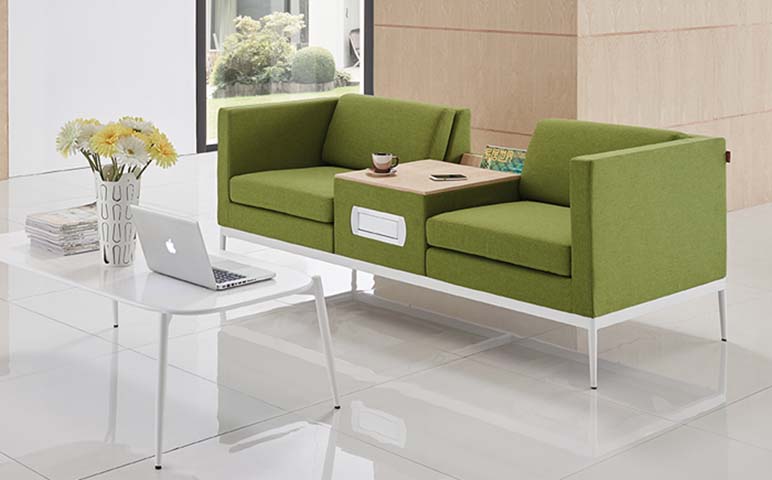 2-Seater Modular Reception Sofa with Integrated Central Storage Side Table RCV-2S-CT01
