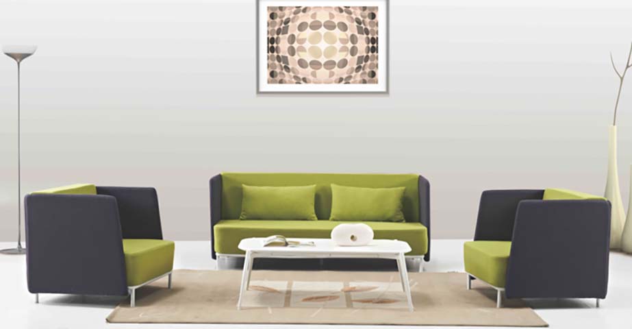3-Piece Two-Tone Lime Green and Charcoal Fabric Living Room Sofa Set SOF-3PC-TWG-METALLEG-001