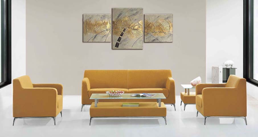 4-Piece Mustard Yellow Fabric Upholstered Living Room Sofa Set SF-SET-MST4-CHR