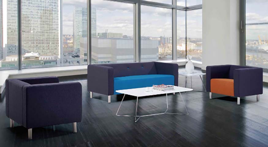 Commercial Office Reception Lounge Seating Set with Coffee Table OFCLNG-3S2AR-CT01