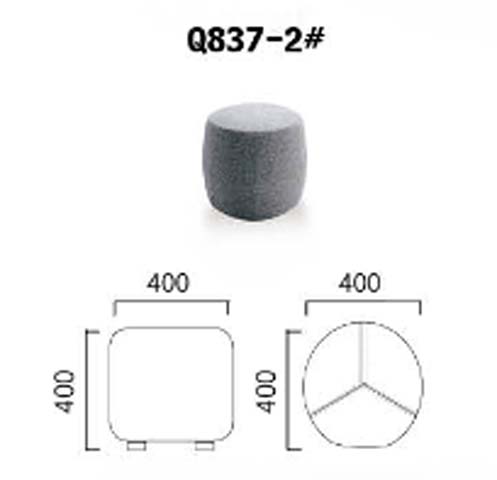 Dark Grey Cylindrical Upholstered Fabric Ottoman Pouf Stool Q837-2