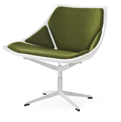 Armless 4-Star Swivel Lounge Chair with White Rigid Shell and Olive Upholstery LCH-SW4-WHT-OLV-01