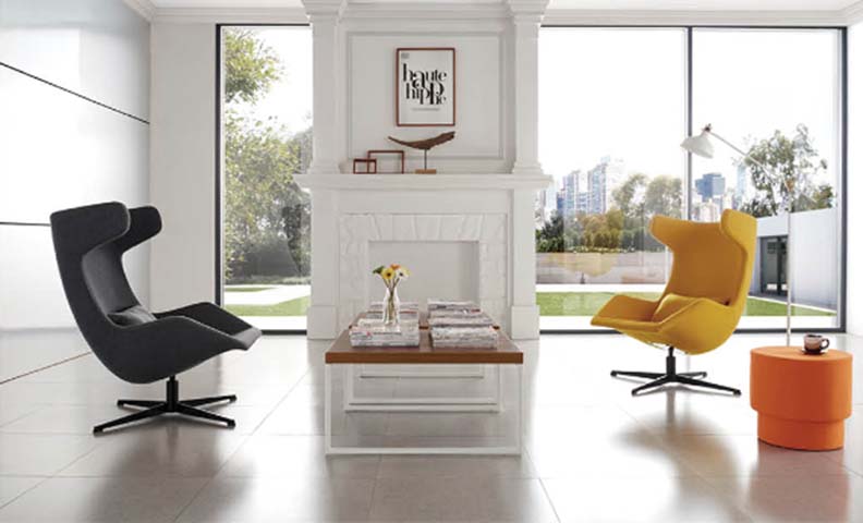 Upholstered Swivel Lounge Chair with High Wing Back and Four-Star Base LC-WING-4STAR-2024