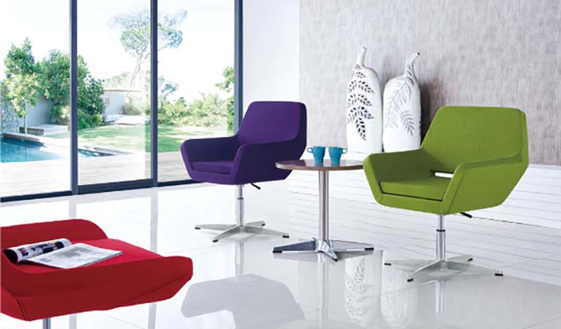 Upholstered Swivel Lounge Armchair with Four-Star Base LSL-SW4-760