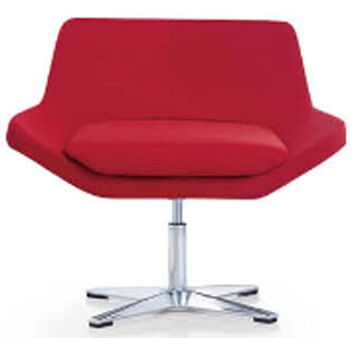 Low-Back Swivel Lounge Chair with Polished Four-Star Base LCN-SW4-RED-01